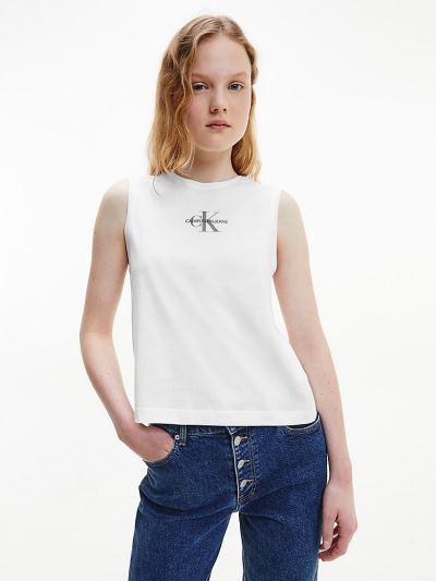 Calvin Klein Ruhák HU471345 | Calvin Klein Organic Cotton Logo Női Trikó Világos Fehér